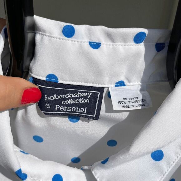 Vintage Japanese Haberdashery Collection White Polka Dot Button-Up Shirt - L - Picture 3 of 5
